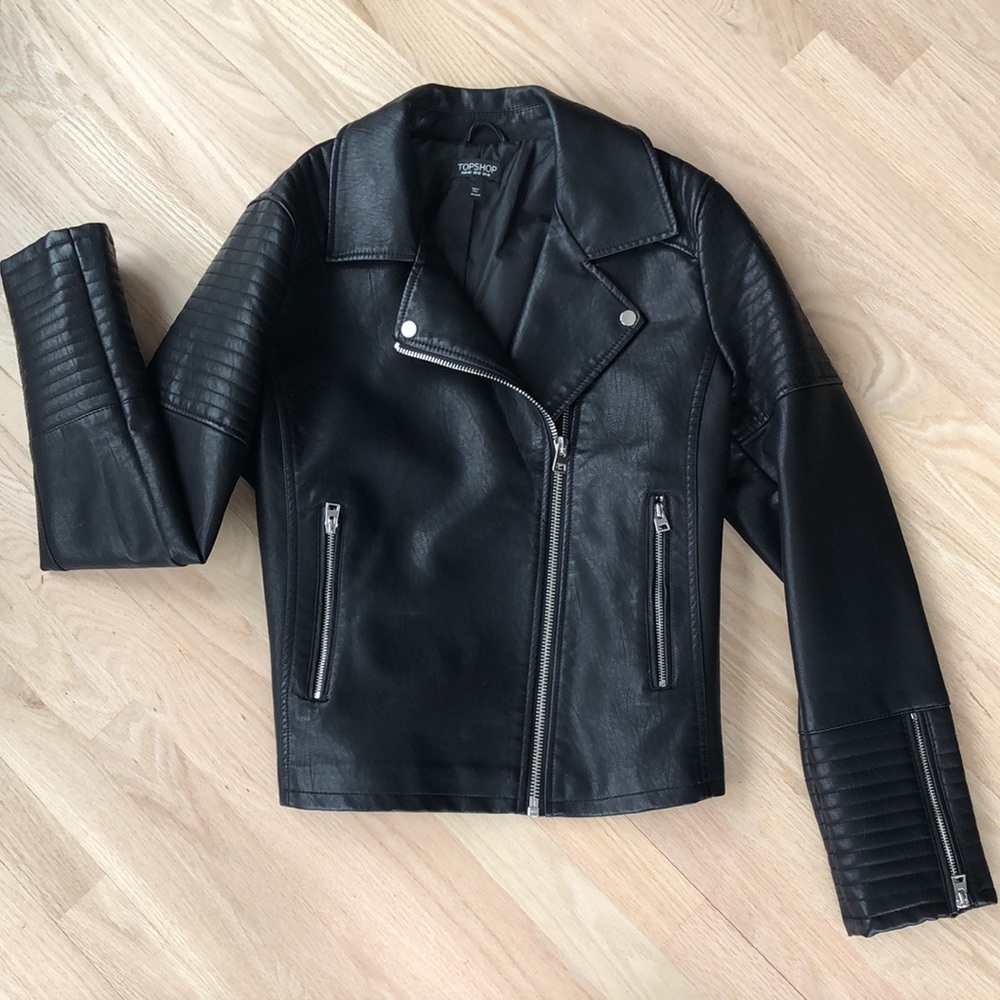 Top shop Faux Leather Moto Jacket Size L- Brand New